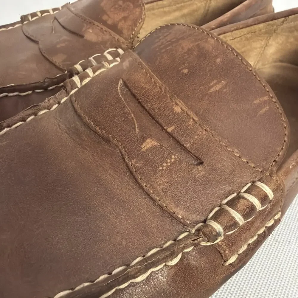 Polo Ralph Lauren Wes Penny Loafers Mens 14 D Brown Leather Driving Moccasin